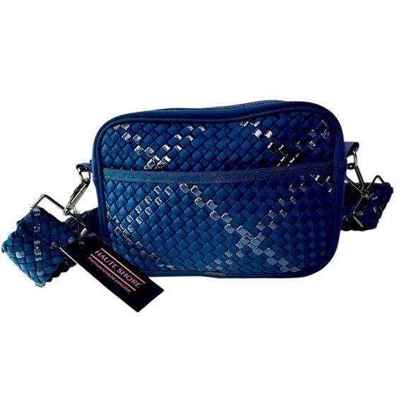 HAUTE SHORE Handbags - HAUTE SHORE Navy Woven Crossbody Bag‎